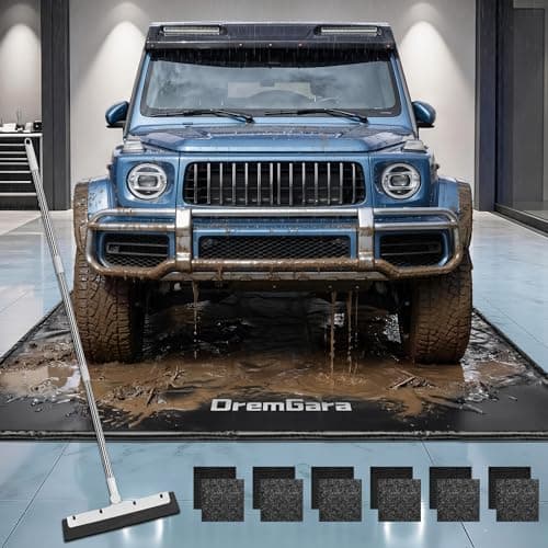 DremGara 8’6" x 22’ Heavy-Duty Garage Floor Mat - 610GSM Commercial-Grade PVC Containment Mat with 1.2" Raised Edges to Trap Water, Mud, Snow & Oil, Waterproof Garage Floor Mat for Cars, Non-Slip