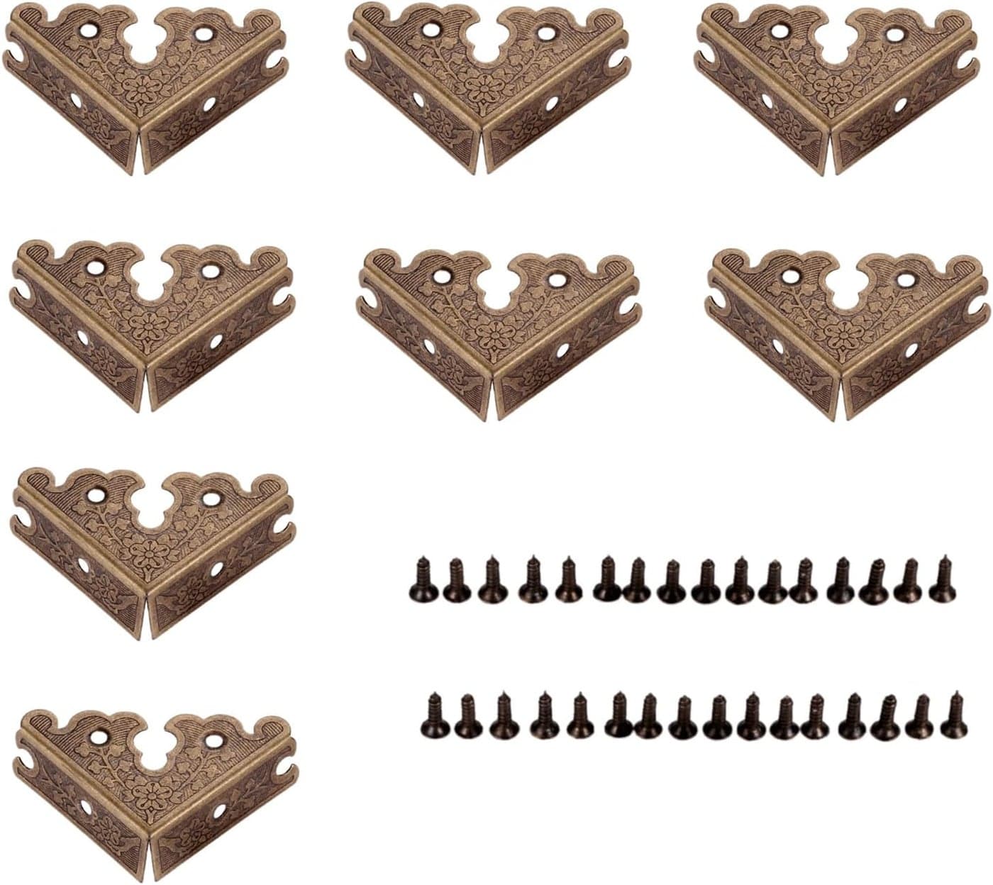 dophee 8Pcs Decorative Corner Protectors Retro Style Edge Safety Guards Covers for Picture Frame Album Jewelry Box Gift Box Wooden Case Chest Tables Cabinet Furniture 134x134Antique Bronze