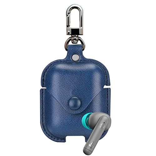 Meyaar Leather Case Cover Only Compatible with Boat Airdopes 141 & Boat Airdopes 148 (Earbuds Not Included) (Leather Blue) (NOT Made for 141 ANC)