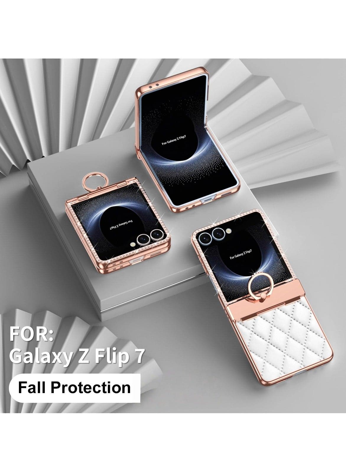 Compatible with Samsung Z Flip7 mobile phone case folding screen diamond small fragrance all-inclusive dropproof protective leather case