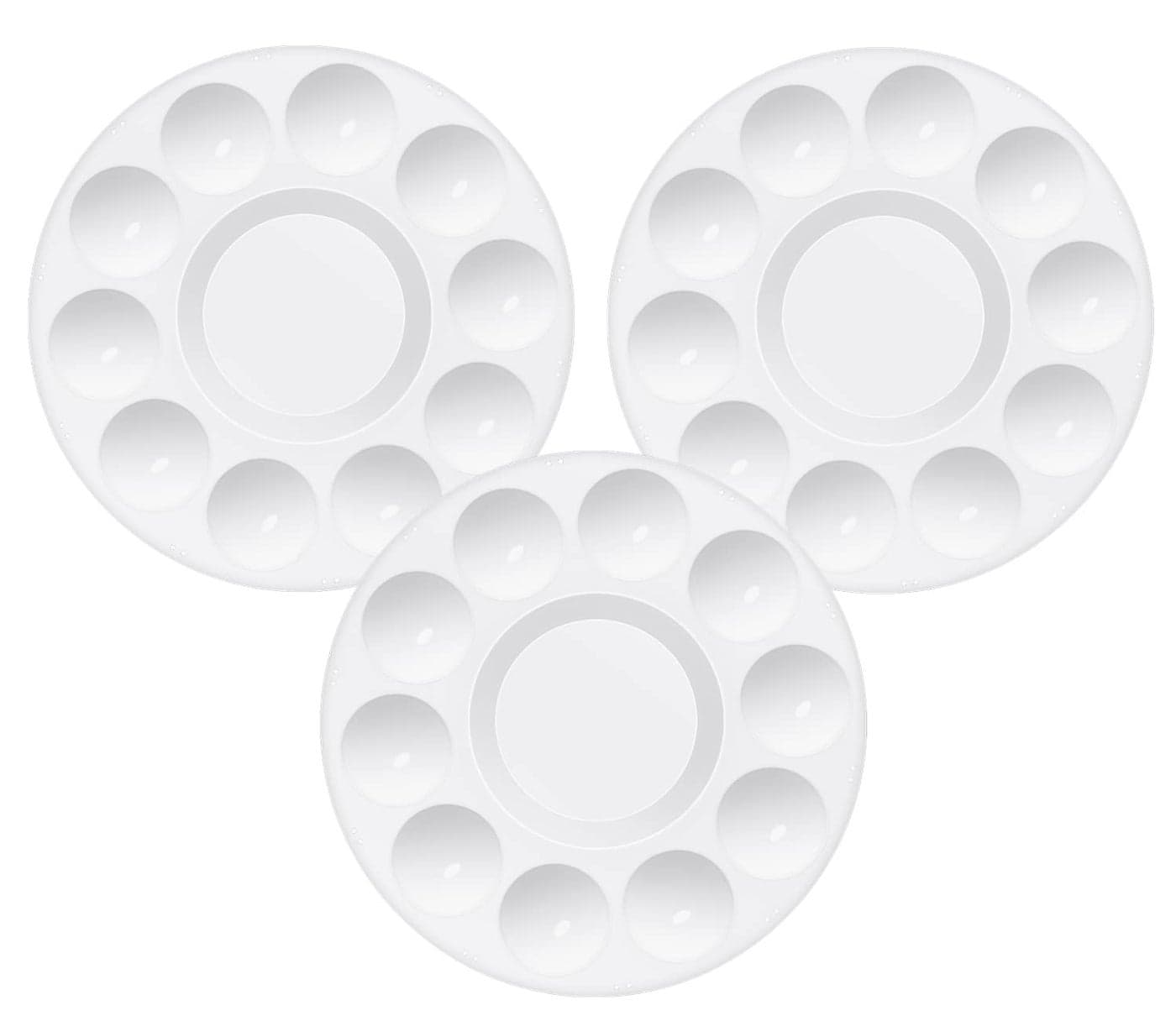 PENTA ANGEL Art Paint Tray Palette 3Pcs 10 Well Plastic Round Paint Tray for Watercolor PaintingRound3PCS