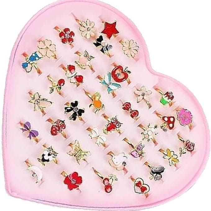 36pcs Jewel Rings, Adjustable Play Rings Pretend and Dress Up Rings for Birthday Gifts Holiday Gifts