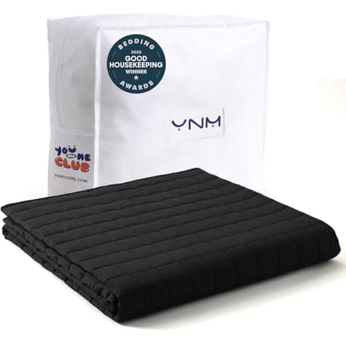 YnM 15lbs Weighted Blanket for Adults, Cotton Heavy Bed Throw Blanket with Cooling Glass Beads for All Season Use, Ideal for One Person of 140lbs (60x80 Inches, Queen Bed, Black)