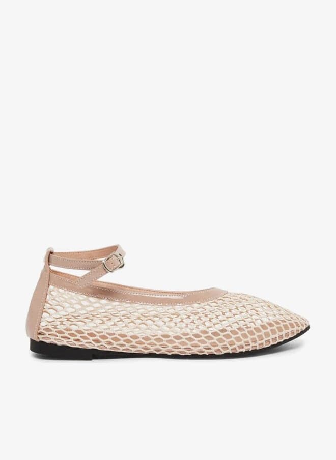 Styli Plain Ankle Strap Net Casual Shoes