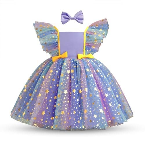 HNXDYY Flower Girls Sequins Ruffle Birthday Dress Toddler Girl Shinny Princess Wedding Ball Gown 73C-Purple Size (1Y) 6-12 Months