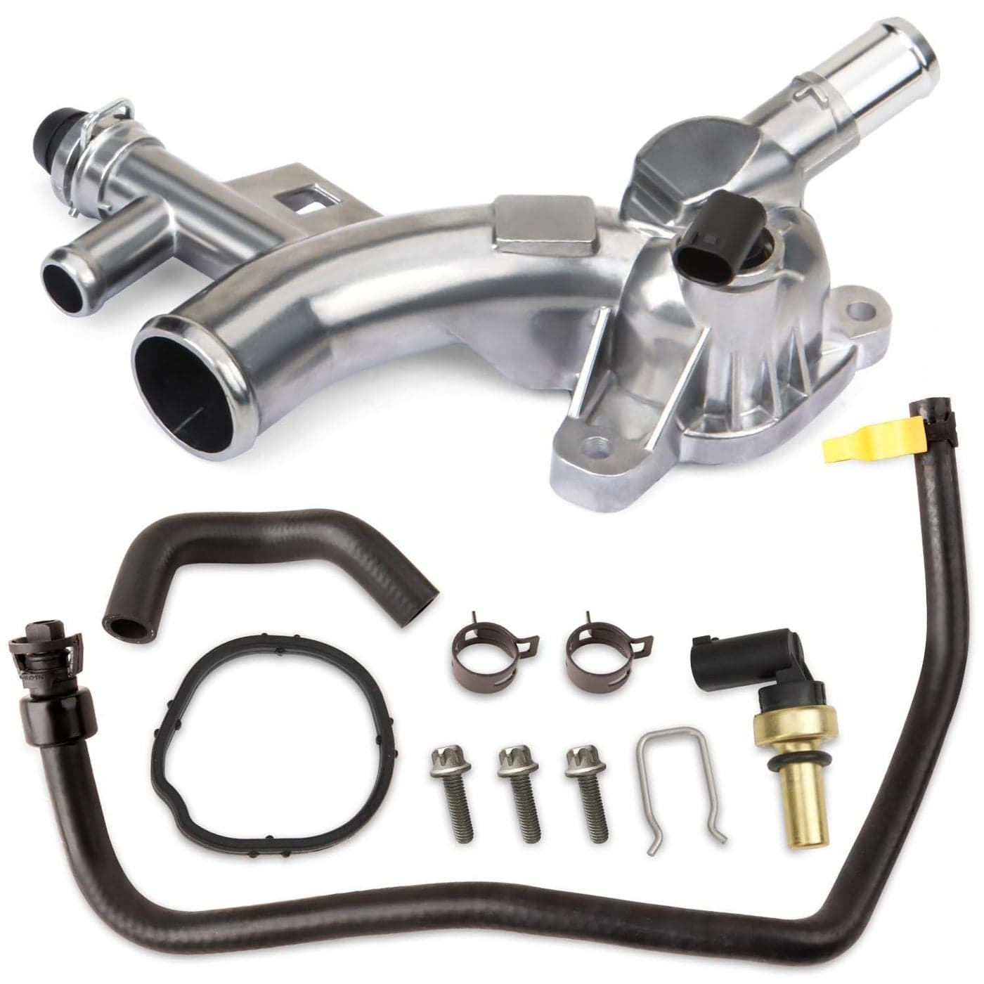 MITZONE Upgraded Aluminum Coolant Housing Compatible with 20112020 Chevrolet Cruze Sonic Trax Volt Buick Encore 14L with Inlet Hose and Oil Cooler Hose Replace 25193922 902846