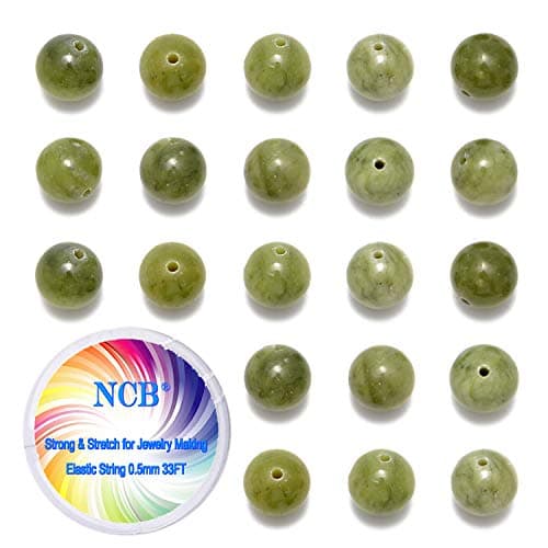 NCB 200pcs 8mm Canadian Jade Loose Beads for Jewelry Making, Natural Semi Precious Beads Round Smooth Gemstones Spacer Beads Charms for Necklaces Bracelets (Canadian Jade, 8mm 200Beads)