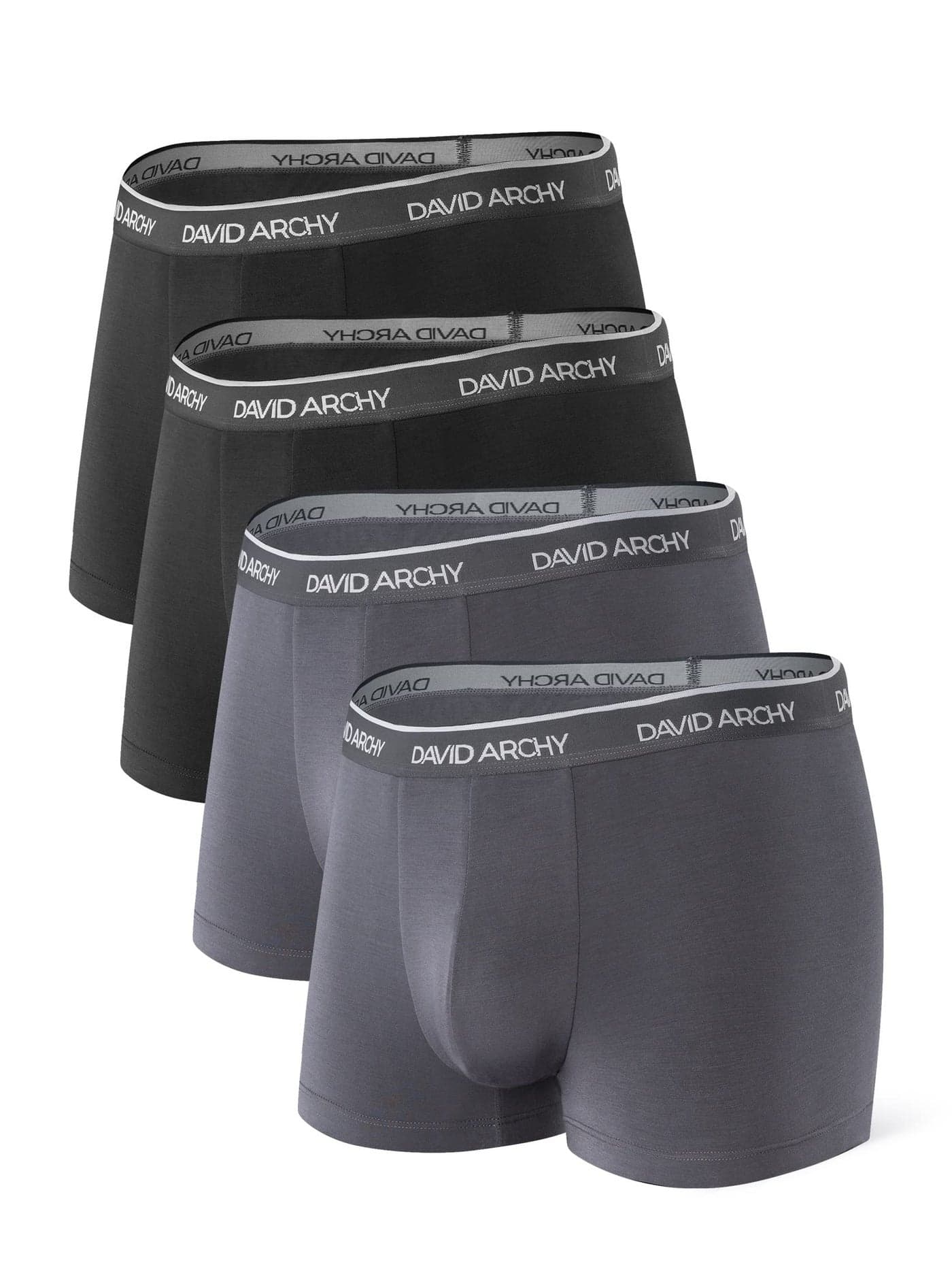 DAVID ARCHY Mens Trunks Underwear Soft Breathable Rayon Made from Bamboo Trunk No Fly Pouch 4Pack XL 25
