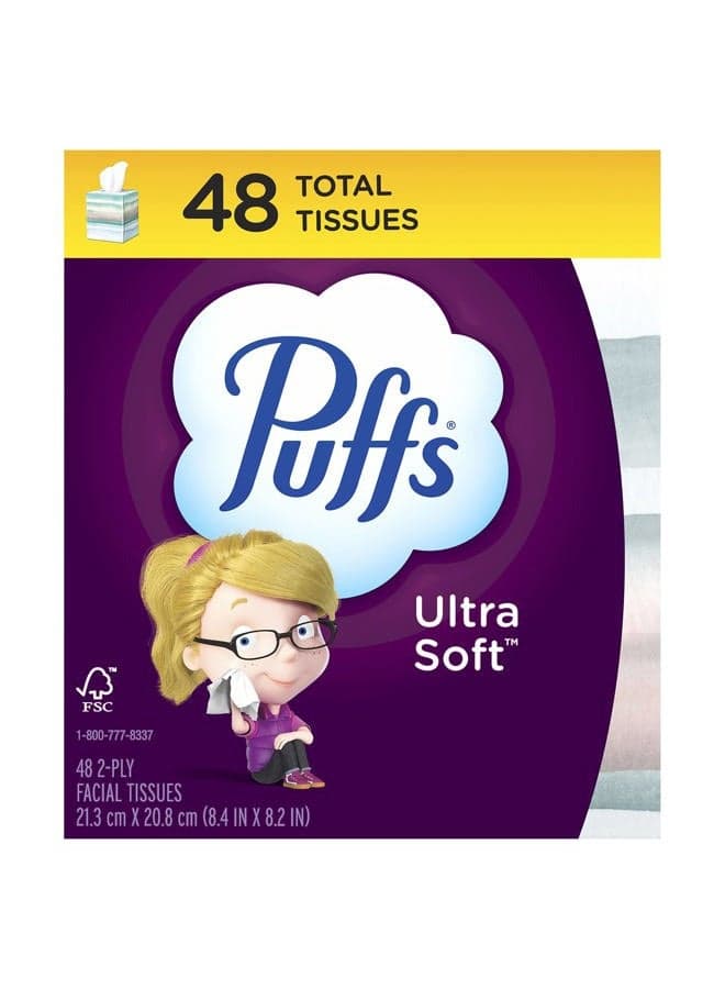 Ultra Soft Non-Lotion Facial Tissues, 1 Cube, 48 Tissues Per Box
