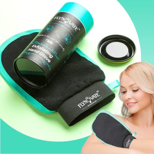 Flynovate Exfoliating Gloves for Dead Skin Remover - Natural Exfoliation to Brighten & Glow Your Skin