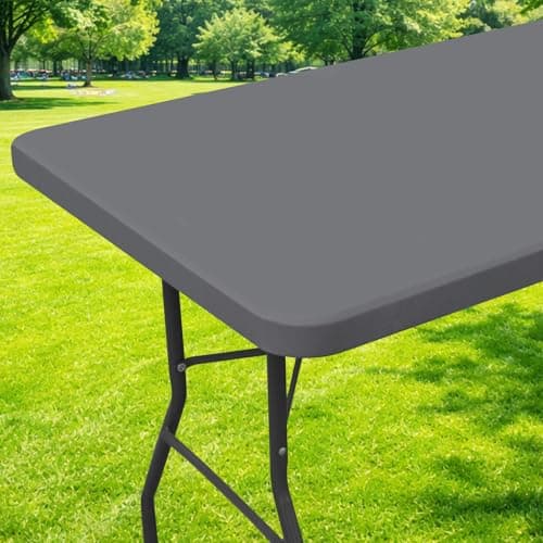 Moosfor Spandex 6 Foot Rectangle Table Cloth, Elastic Fitted Tablecloths for Picnic, Stretch Washable Patio Table Cover for Outdoor, Camping, Banquet and Parties (Grey, 30"x72")