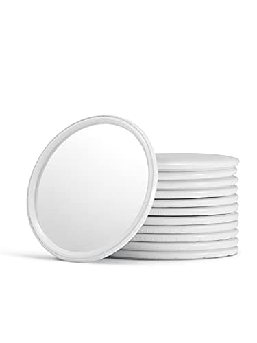 Getinbulk Compact Circle Mirrors Bulk Round Makeup Glass Mirror for Purse Great Gift 2.5 Inch Pack of 12 (White)