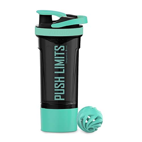 Artoid Mode 24-Ounce Protein Shaker Bottle, Dual Mixing Technology, BPA Free, Aqua Green/Black