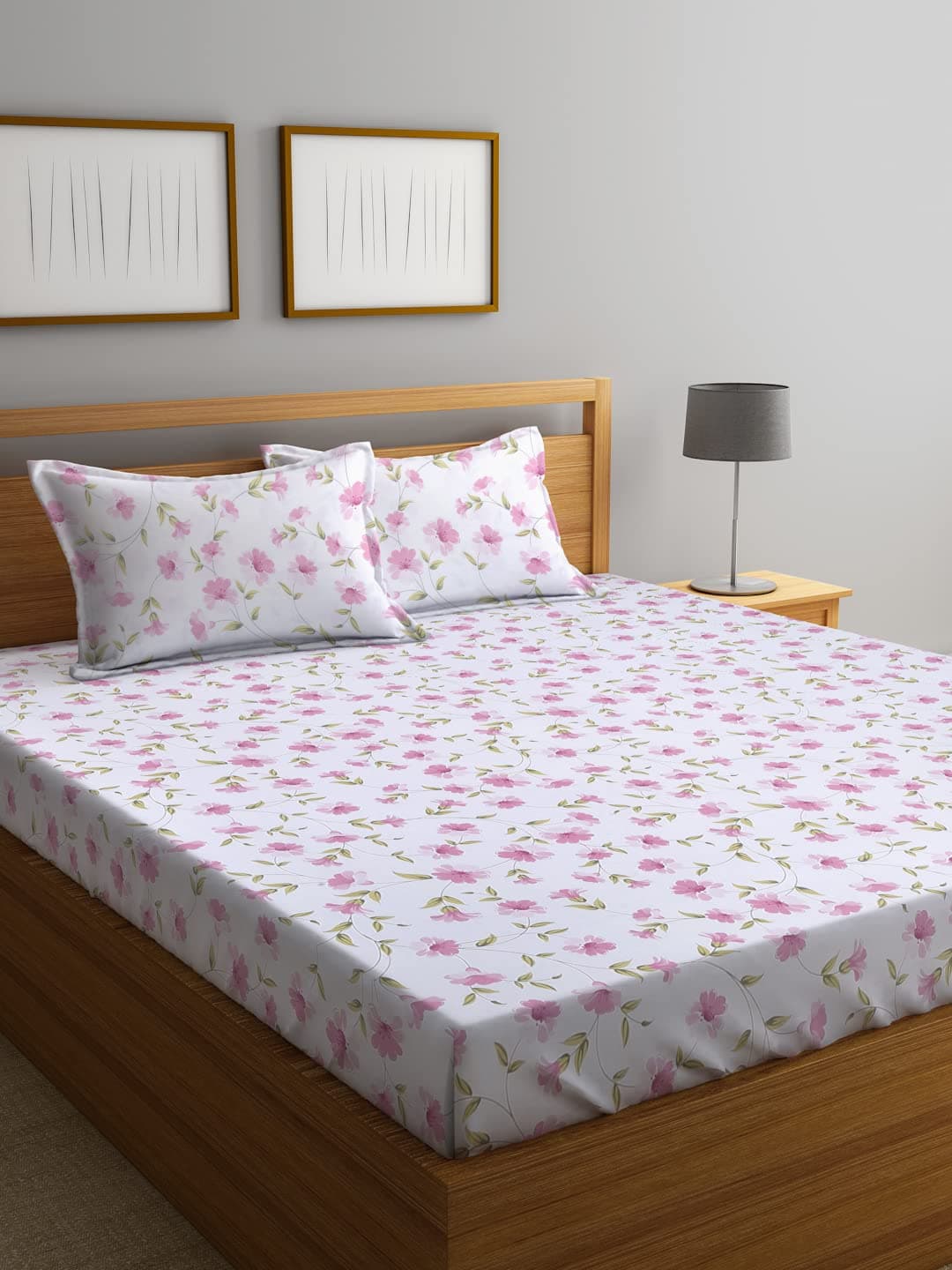 Ambra Linens 180TC Premium Bed Sheet Set Bed Sheet Double Bed 100 Cotton Bed Sheet Soft Smooth Flat Sheets Bed Sheet for AllSeason Use 1 Bedsheet and 2 Pillowcases Queen Size