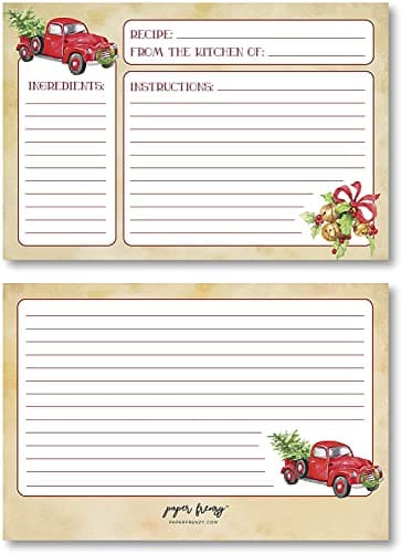 Paper Frenzy Nostalgic Red Truck with Tree Holiday 4 x 6 Recipe Cards 25 pack Double Sided