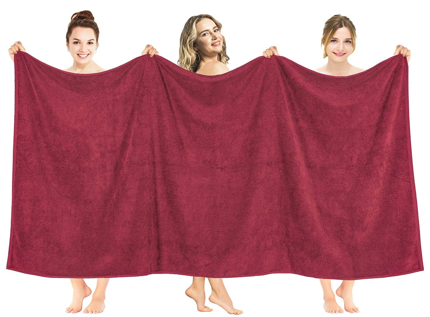American Soft Linen Oversized Bath Sheet 40x80 Extra Large for Bathroom 600 GSM 100 Cotton Turkish Jumbo Bathsheet Towels for Adults Bordeaux Red Bath Sheet