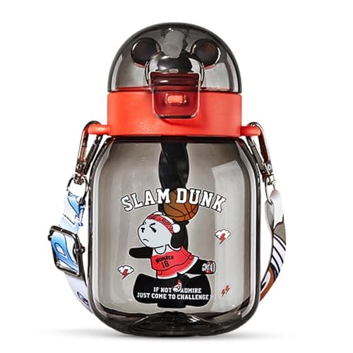 FunBlast School Sipper Water Bottle for Kids – Tritan Water Bottle with Straw and Adjustable Strap for Kids, Cute Cartoon Themed Water Bottle for Boys and Girls (600 ML) (Blue)