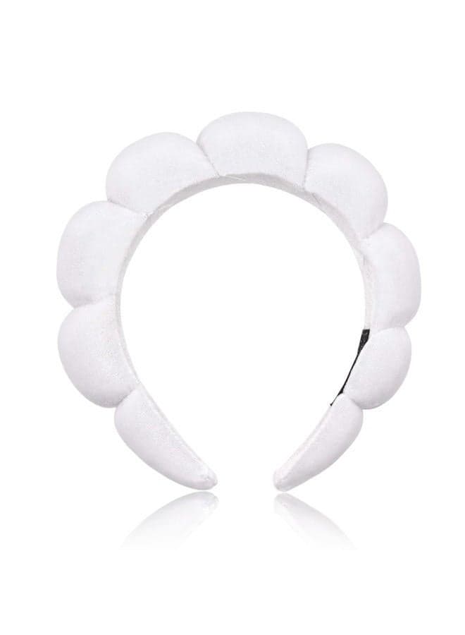 Spa Headband for Washing Face Sponge Makeup Headbands Skincare Headband Soft Hair band to Facial Clean Headbands for Women Face wash Skin care Make up Shower (White)