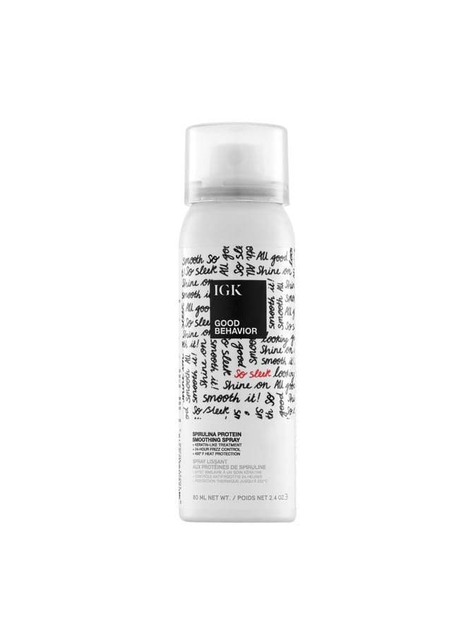 GOOD BEHAVIOR Spirulina Protein Smoothing Spray Travel | Keratin Like Treatment + Frizz Control + Heat Protectant | Vegan + Cruelty Free | 2.4 Oz