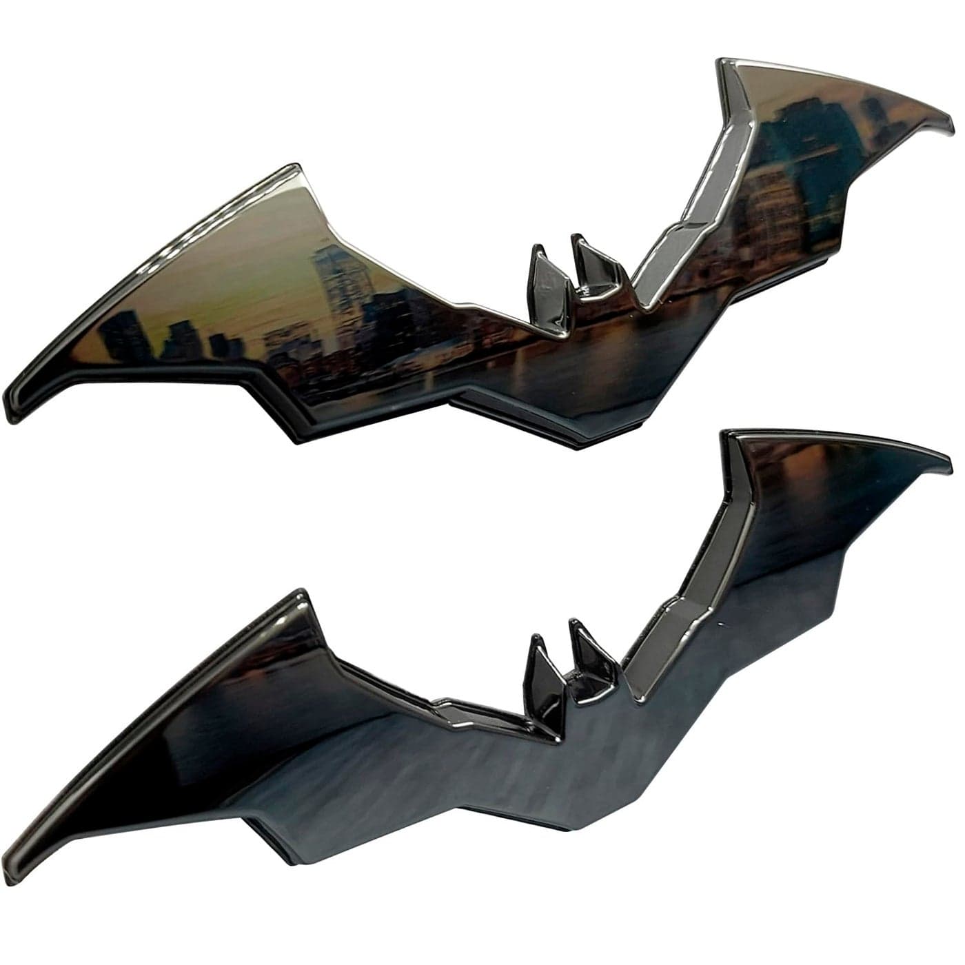 Fan Emblems The Batman 3D Car Badge Twin Pack Movie Batwing Logo Black Chrome 43 x 13 x 02 inches