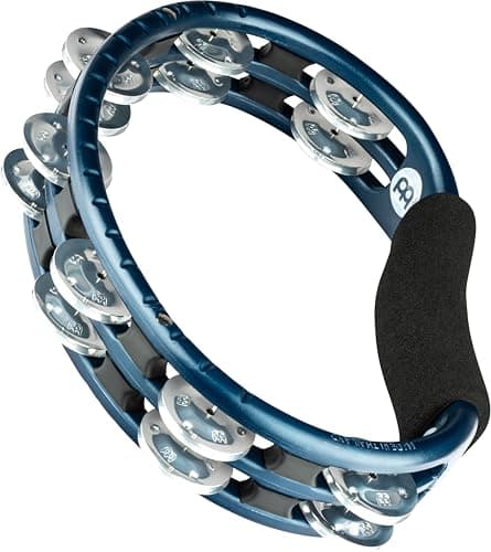 Meinl Percussion Traditional Handheld Tambourine Musical Instrument for Recording or Live — NOT Made in China — Double Row Jingles, 2-Year Warranty (TMT1A-B)