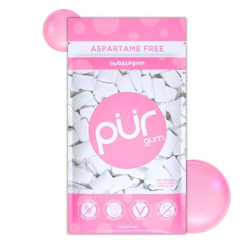 PUR Gum Aspartame Free Chewing Gum 100 Xylitol Natural Bubblegum Flavored Gum 55 Pieces Pack of 1