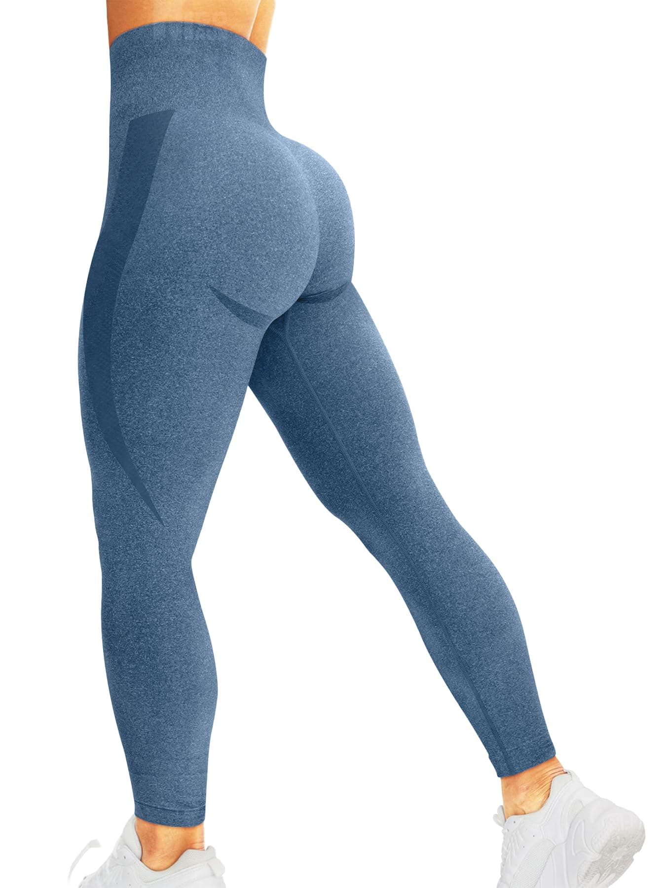 HIGORUN Women Seamless Leggings Smile Contour High Waist Workout Gym Yoga Pants Darkblue XXL