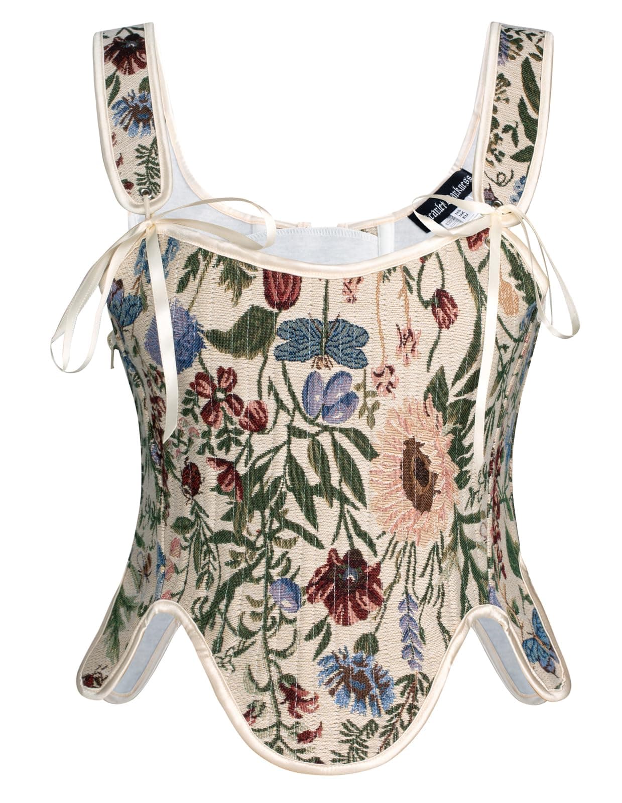 Scarlet Darkness Womens Renaissance Corset Ren Faire Bustier Underbust Corset Floral CorsetApricot Size 6