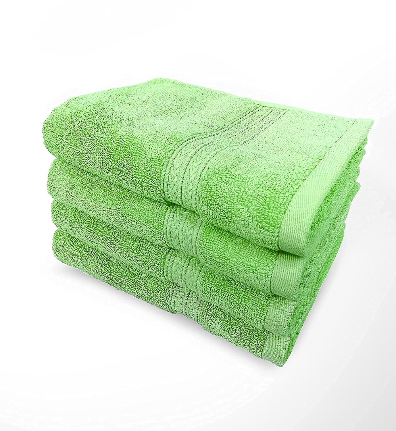 Welfic Bamboo Cotton Thick and Plush Hand Gym Workout Towel Set of 4 Green