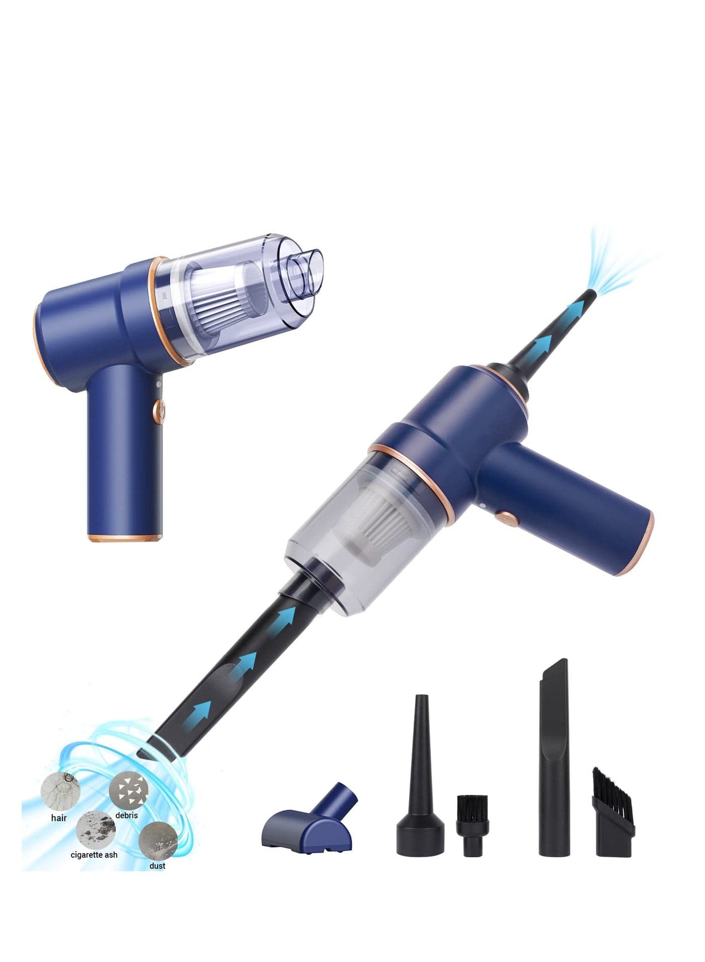 Car Vacuum Cleaner Cordless, Handheld Vacuum&Air Duster, 9000PA Suction 120W High Power Wet/Dry Use Portable Vacuum Cleaner with Multi-nozzles and Floor Brush for Vehicle/Home/Office, Pet Hair