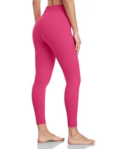 HeyNuts Essential 7/8 Leggings High Waisted Yoga Pants for Women, Soft Workout Pants Compression Leggings with Inner Pockets Hot Pink_25''S(4/6)