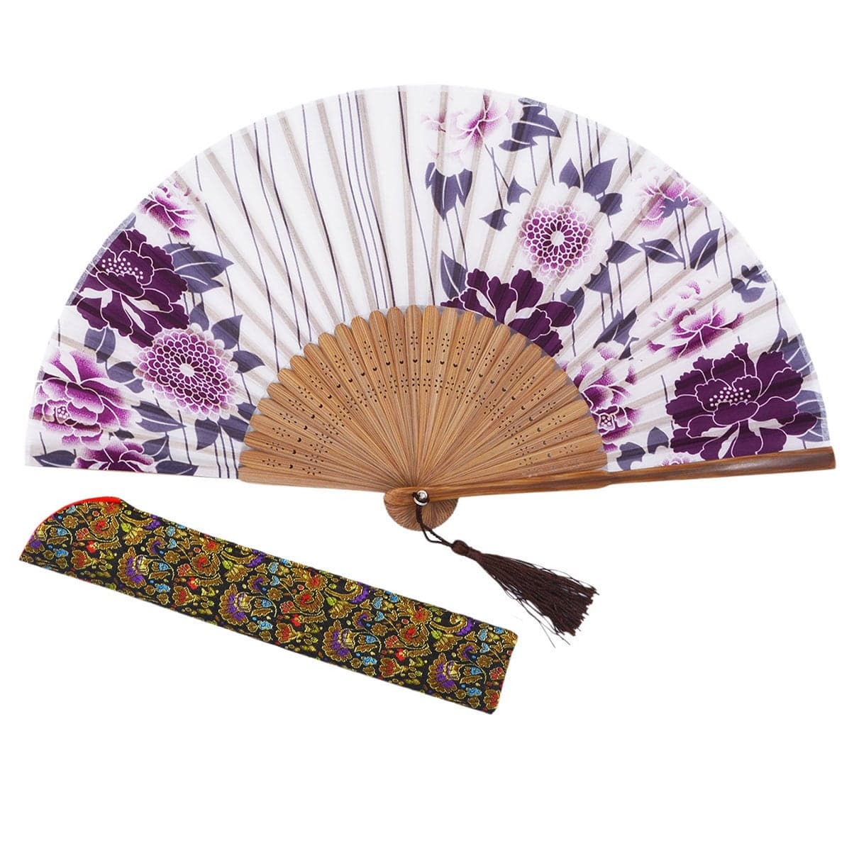 Amajiji 82721cm Hand Held Bamboo Silk Folding Fan Hand FanChineseJapanese Charming Elegant Vintage Retro StyleWomen Ladys Girls Best Gifts LXHS1