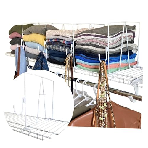 Evelots Wire Shelf Dividers Extra Closet Organization and Storage for Home or Office 8 Pack New Removable Hooks Tall Shelf Separators Easy to Clip No Tool Sturdy Coated Steel 12 Inch Tall