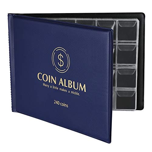 MUDOR Coin Collection Holder Album for Collectors 240 Pockets Coin Collection Book Office Supplies
