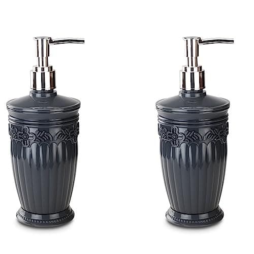 Nayasa Bianca Soap Dispenser | Set of 2 | Handwash Dispenser with Pump | Soap Dispenser for Kitchen | Bathroom Accessories | Grey