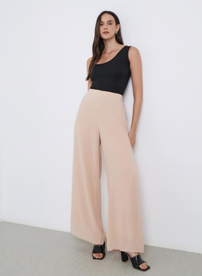 Elegant Cream Wide Leg Trousers