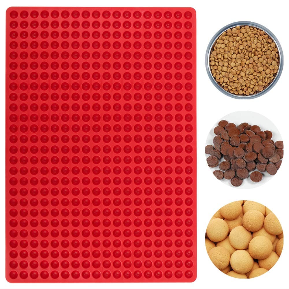 Webake Mini Round Silicone Molds Semi Sphere Gummy Candy Chocolate Chip Molds Baking Mat Cooking Sheet For Pets Dog Treat Pan Small Dot Cake Decoration 468 Cavity Red05 Inch