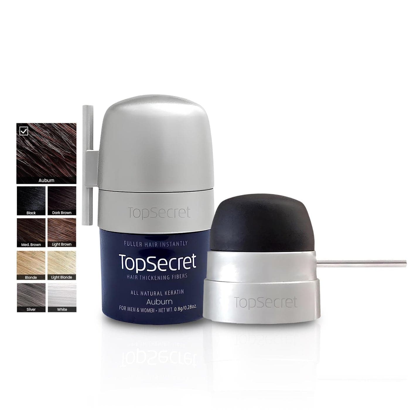 Top Secret Hair Thickening Building Fibers Applicator Included Undetectable Natural Hair Filler for Men Women Instantly Fill In Fine Thinning Hair Weather Sweat Resistant Auburn Small