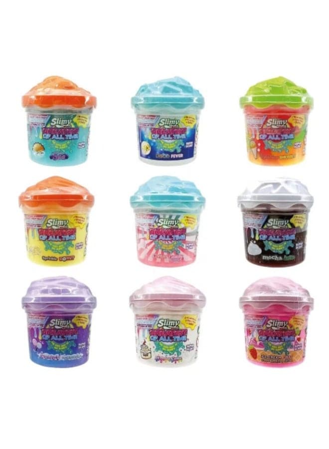 SLIMY G.O.A.T. 100g Cup with Mix-in Cotton Candy Slime, Assortment