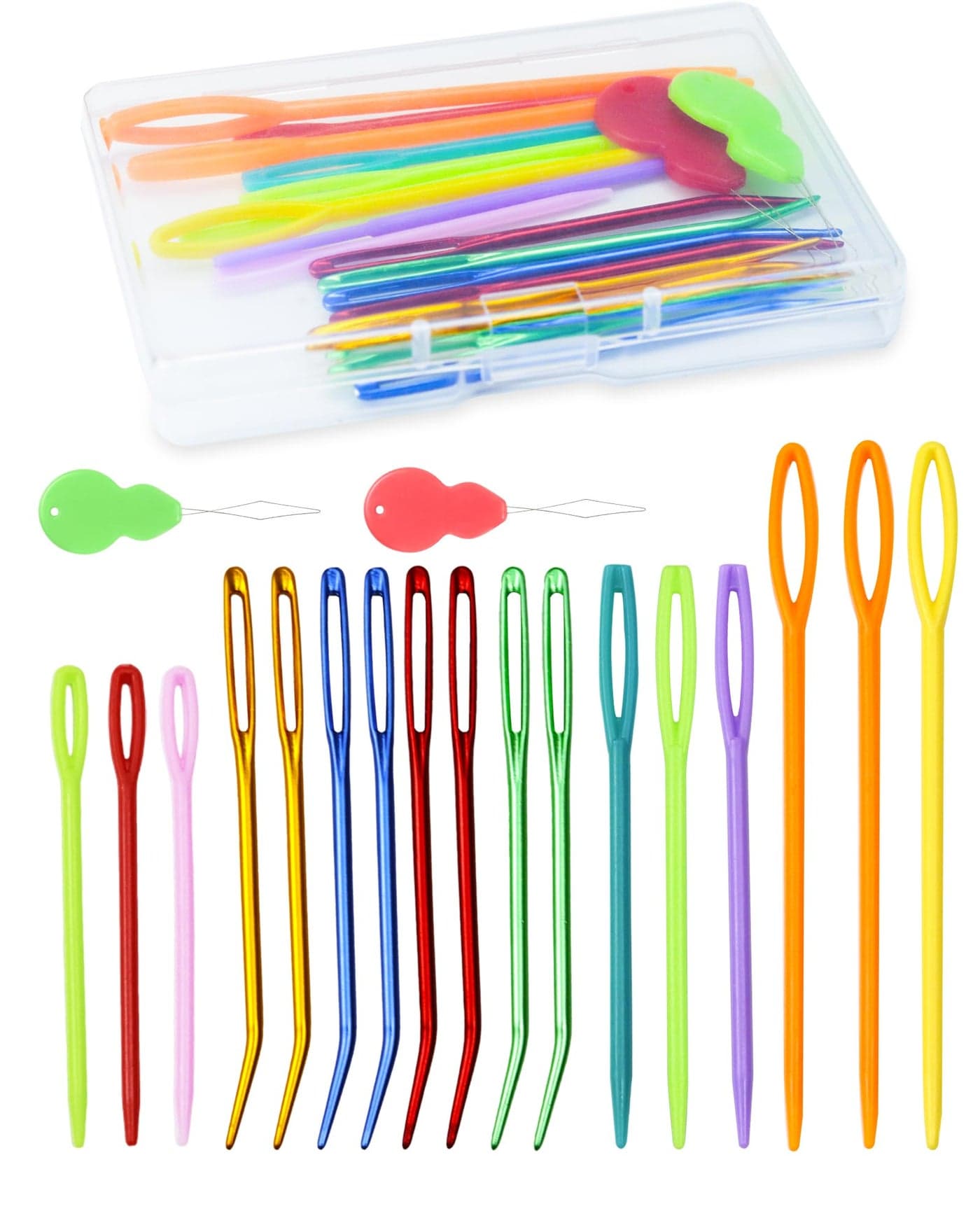FIVEIZERO 19 Pcs Yarn Needles Set Assorted Yarn Needles Bent Tapestry Needle Weaving Needle Darning Needles Plastic Needles Large Eye Blunt Knitting Needles for Sewing Crochet 03