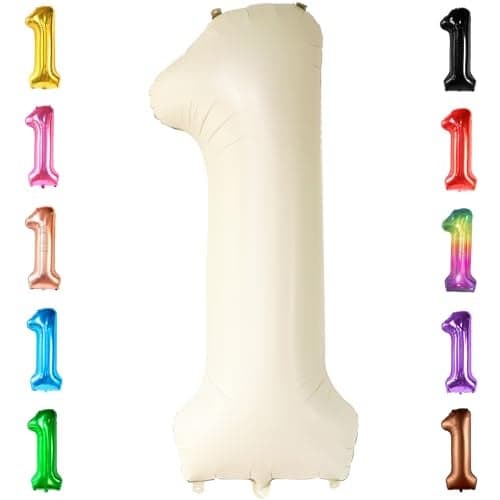 KatchOn Cream Number 1 Balloons for 1st Birthday Giant 40 Inch One Balloon for First Decoration 1 Balloon Number For The Big One Birthday Decorations 1st Happy Anniversary Decorations