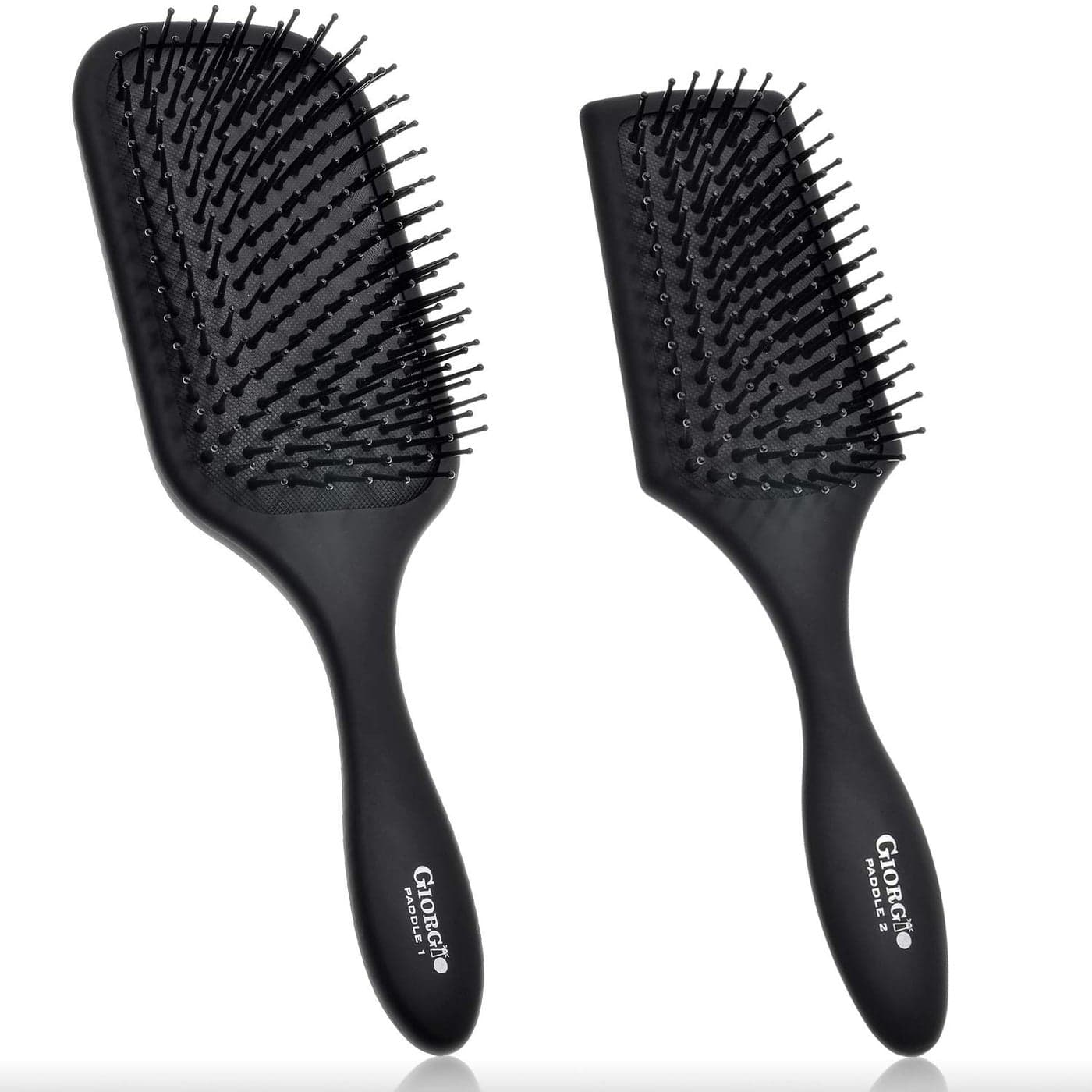 Giorgio Hair Brush Set Black Paddle Brush with Tourmaline Ball Tip Bristles for Women Men Wet or Dry Long Thick or Curly Hair