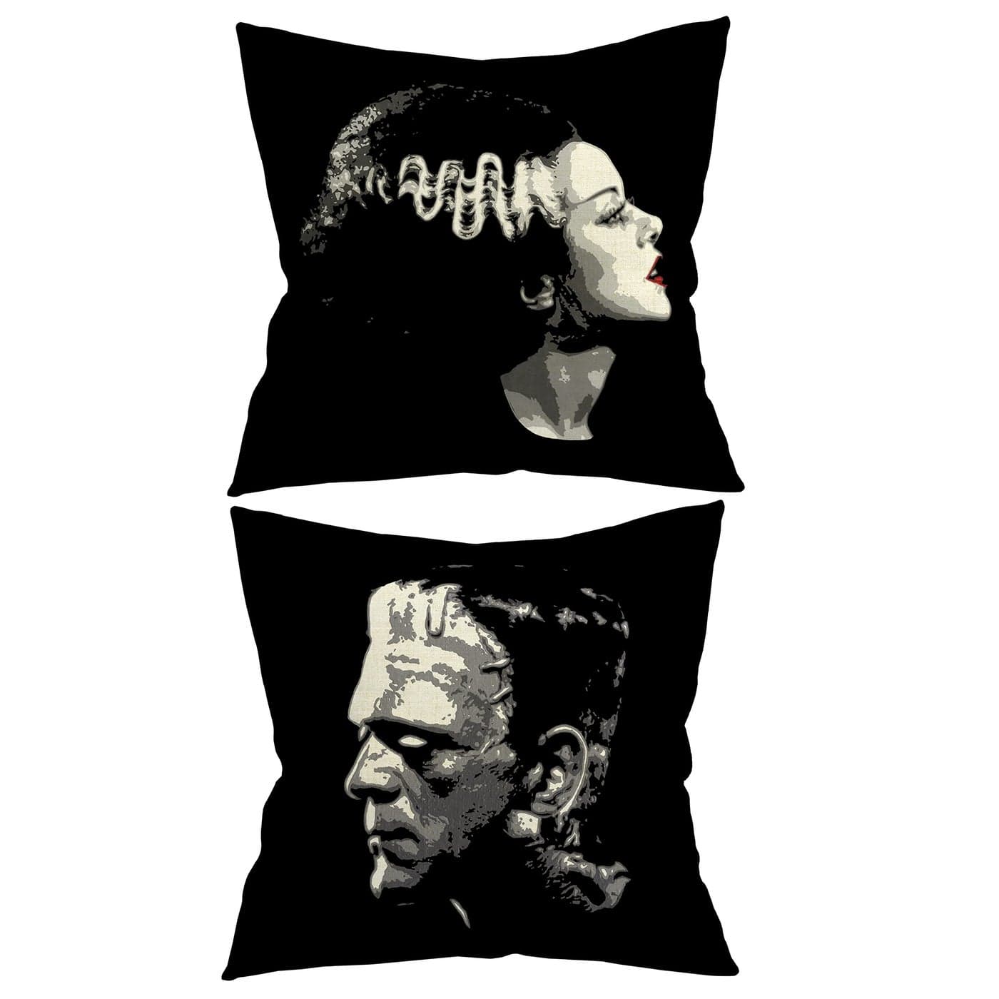 18x18 in Set of 2 Decorative Pillowcase Halloween Gothic Couple Horror Throw Pillow Cover Gifts for Gothic Room Couch Sofa Decor Gifts for Couples Valentine Day Black2