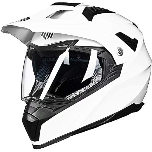 ILM Off Road Motorcycle Dual Sport Helmet Full Face Sun Visor Dirt Bike ATV Motocross Casco DOT Certified Model 606VWhite S