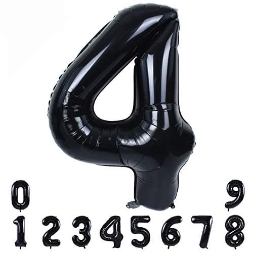 TONIFUL 40 Inch Black Large Numbers 09Number 4 Digital 4 Helium BalloonsFoil Mylar Big Number Balloons for 2026 Graduation New Year Eve Birthday Party Supplies Decorations