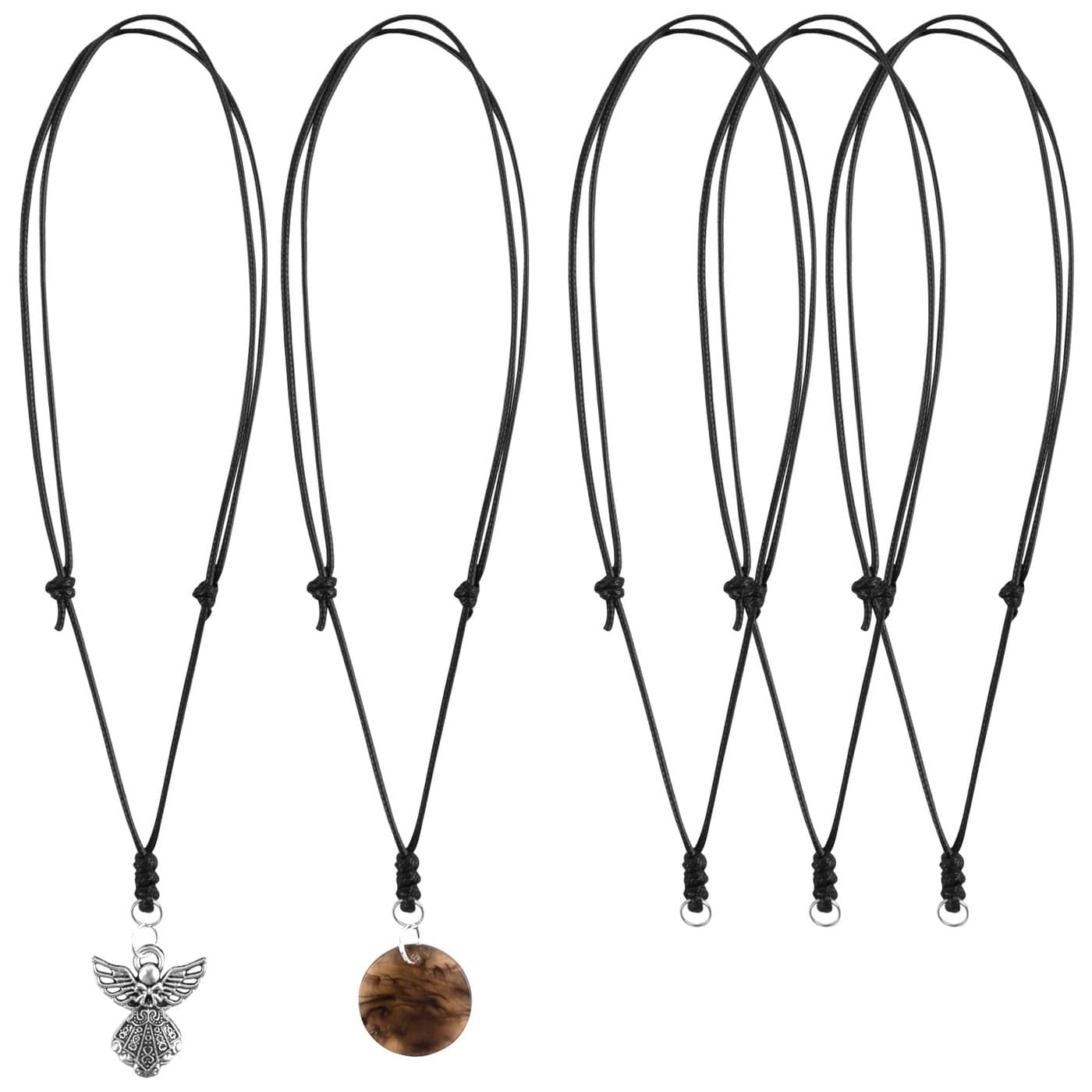 Framendino 5 Pack Adjustable Necklace Cord for Pendants Rope with Metal Ring Women Men 15MM Thick