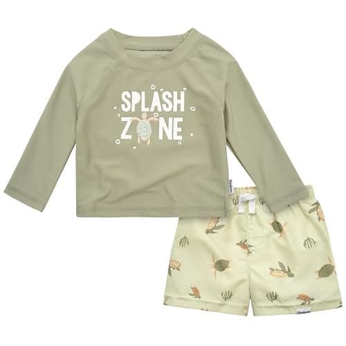 Gerber Baby Boys Baby Toddler Long Sleeved Rashguard Swim Bathing Suit Set Turtles 12 Months