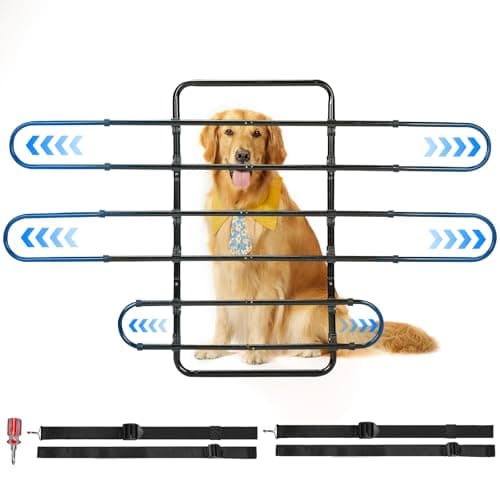 JOYTUTUS Dog Car Barrier, Pet Barrier Follow the Seat Movement 34"- 58" Width Adjustable SUV Dog Barrier for Back Seat, Vehicle Gate Heavy Duty, Ideal for Sedans SUVs Trucks MPVs