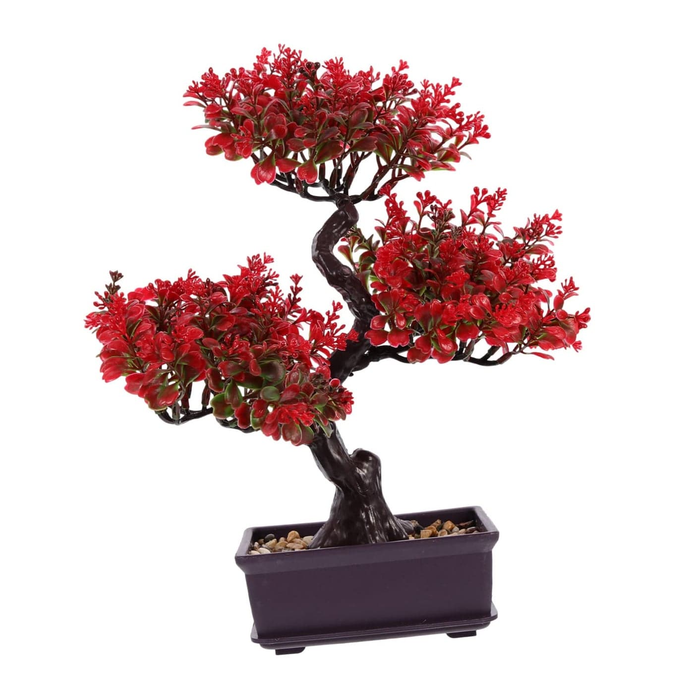 Cabilock Artificial Bonsai Tree Fake Potted Bonsai Plants Decoration Desktop Realistic Welcoming Pine Ornament for Home Office Entryway Chests Decor Red