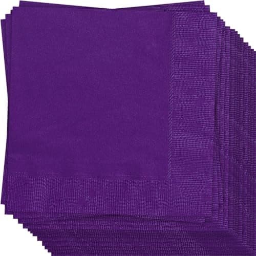 Deep Purple Solid Beverage Paper Napkins - 5"x5", Pack of 20 - Soft & Durable, Vibrant & Elegant - Perfect For Parties or Events